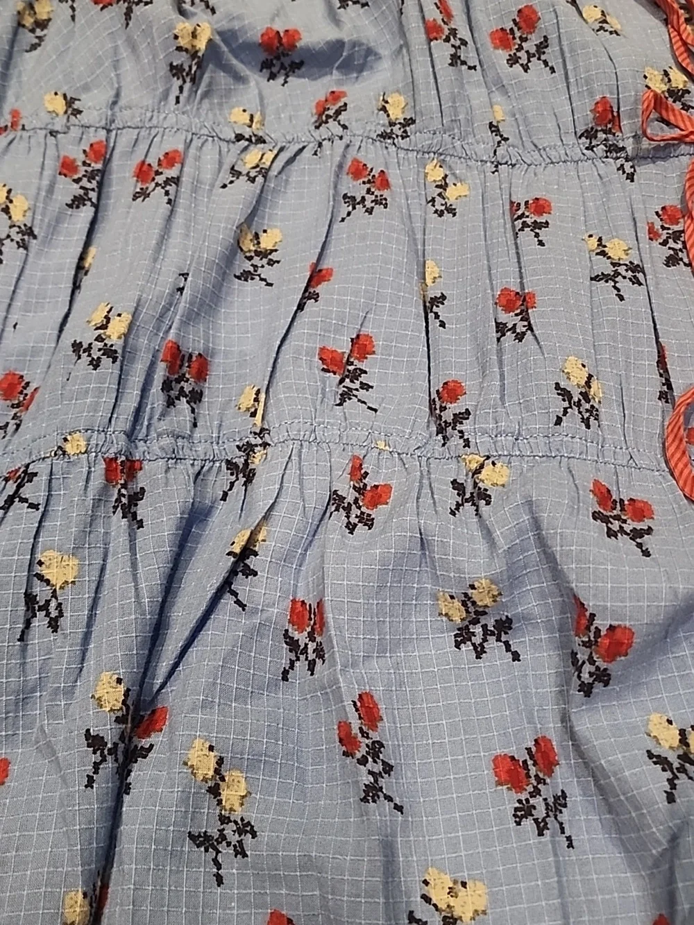 🧢 BE FESTIVAL READY - NWT - Free People Blue Floral Mini Dress with Pink Trim - Picture 7 of 14